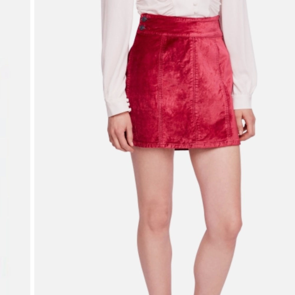 Free People Womens A-Line Short Red Velvet Stitch Fix Skirt